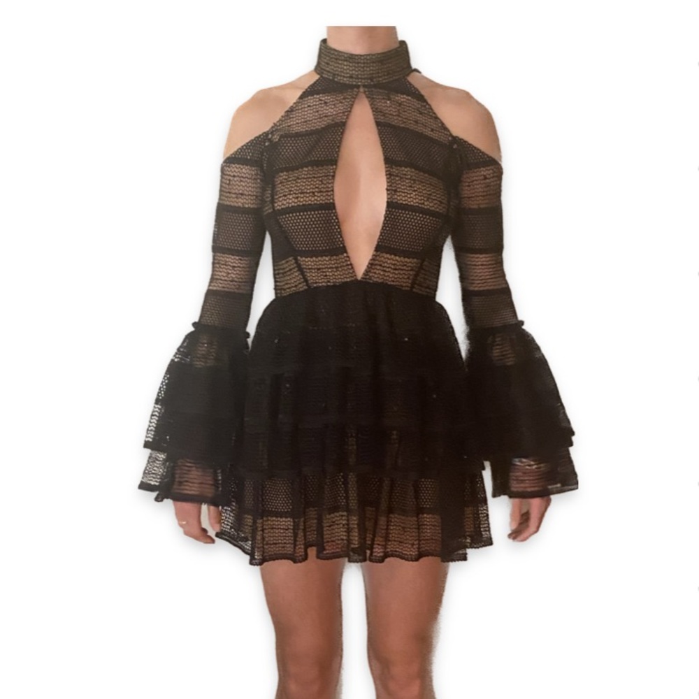 NWT Lexi Kenza black layered mini dress